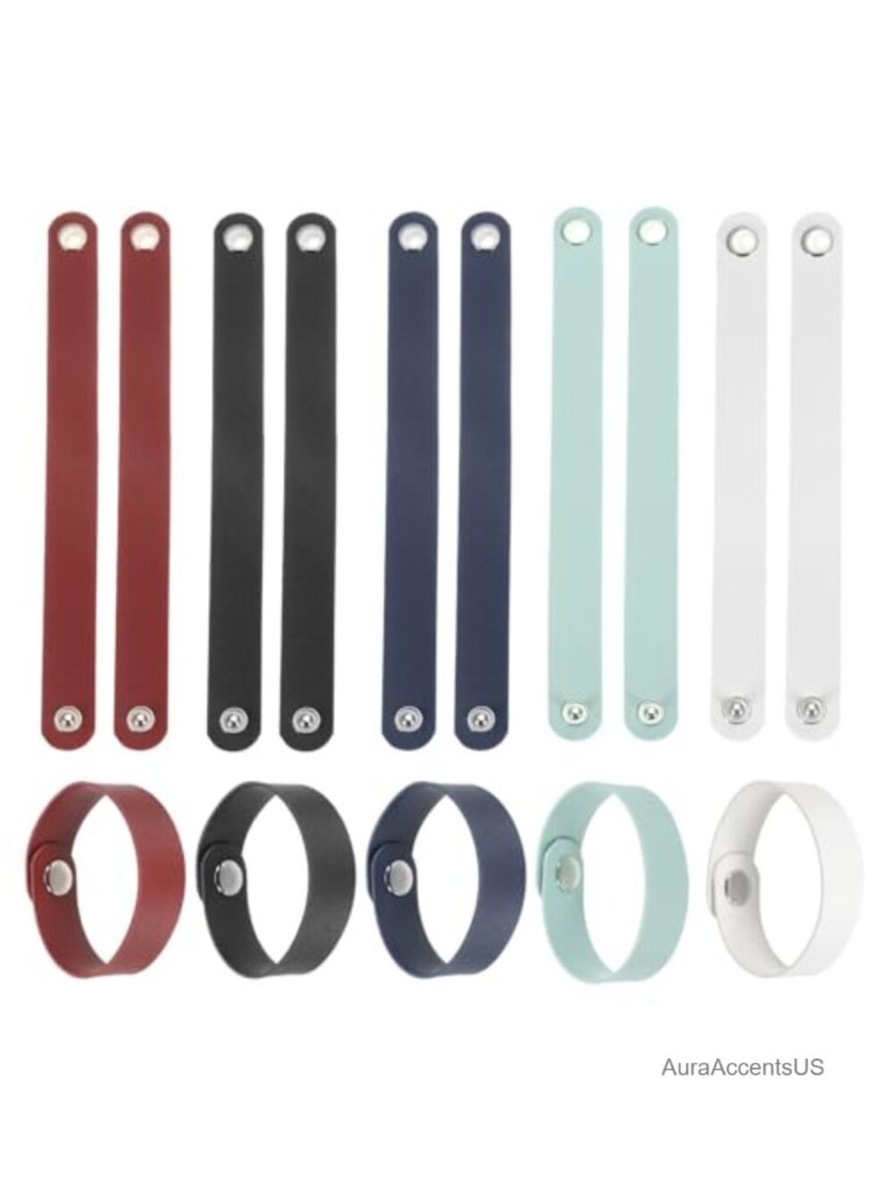 Blank Leather Snap Bracelets DIY Craft Wristbands Adjustable 15 Pcs